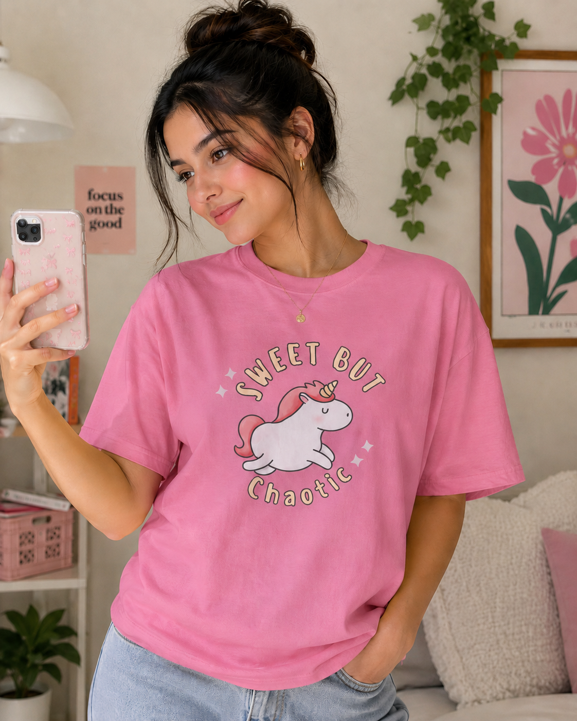 Sweet But Chaotic Unicorn Graphic T-Shirt
