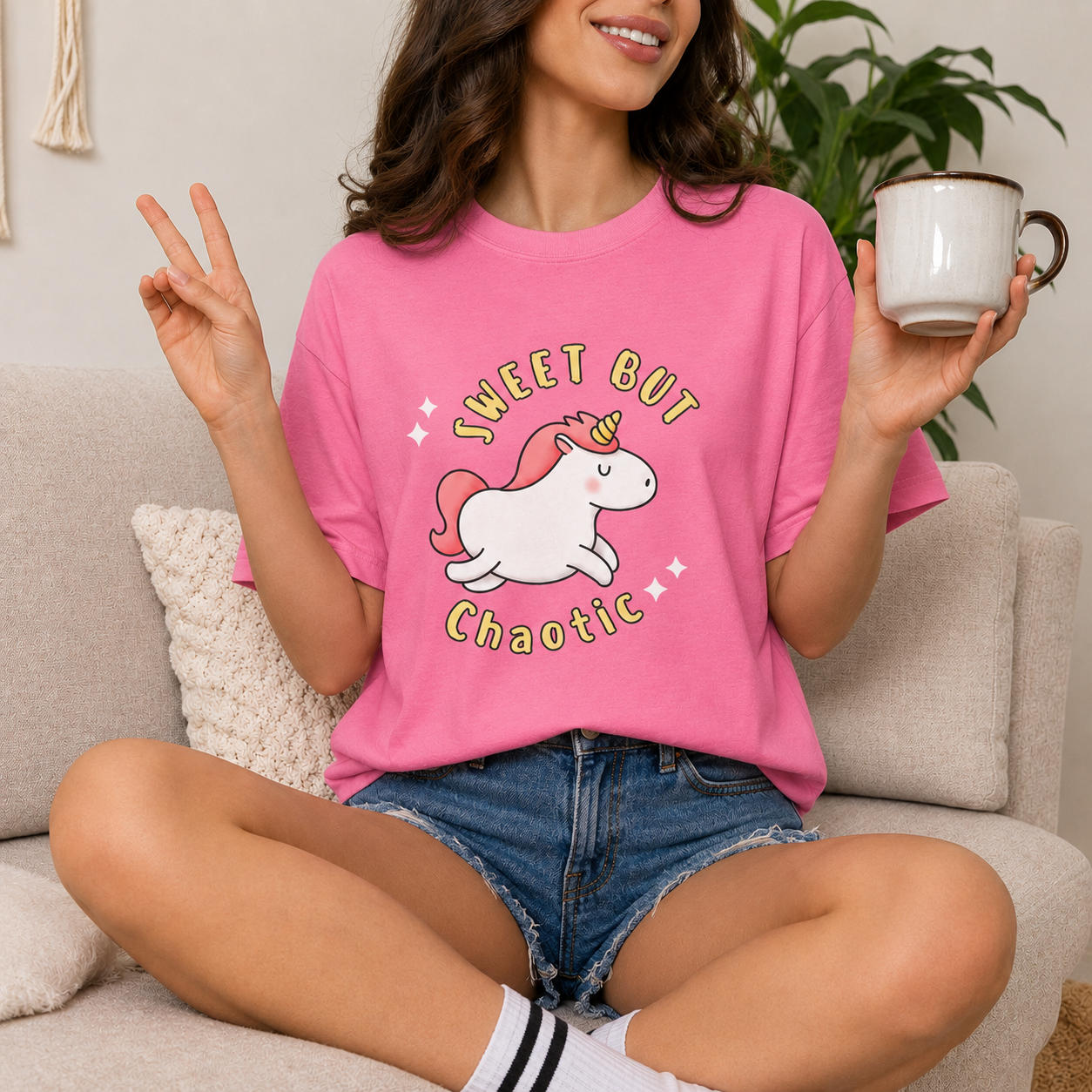 Sweet But Chaotic Unicorn Graphic T-Shirt