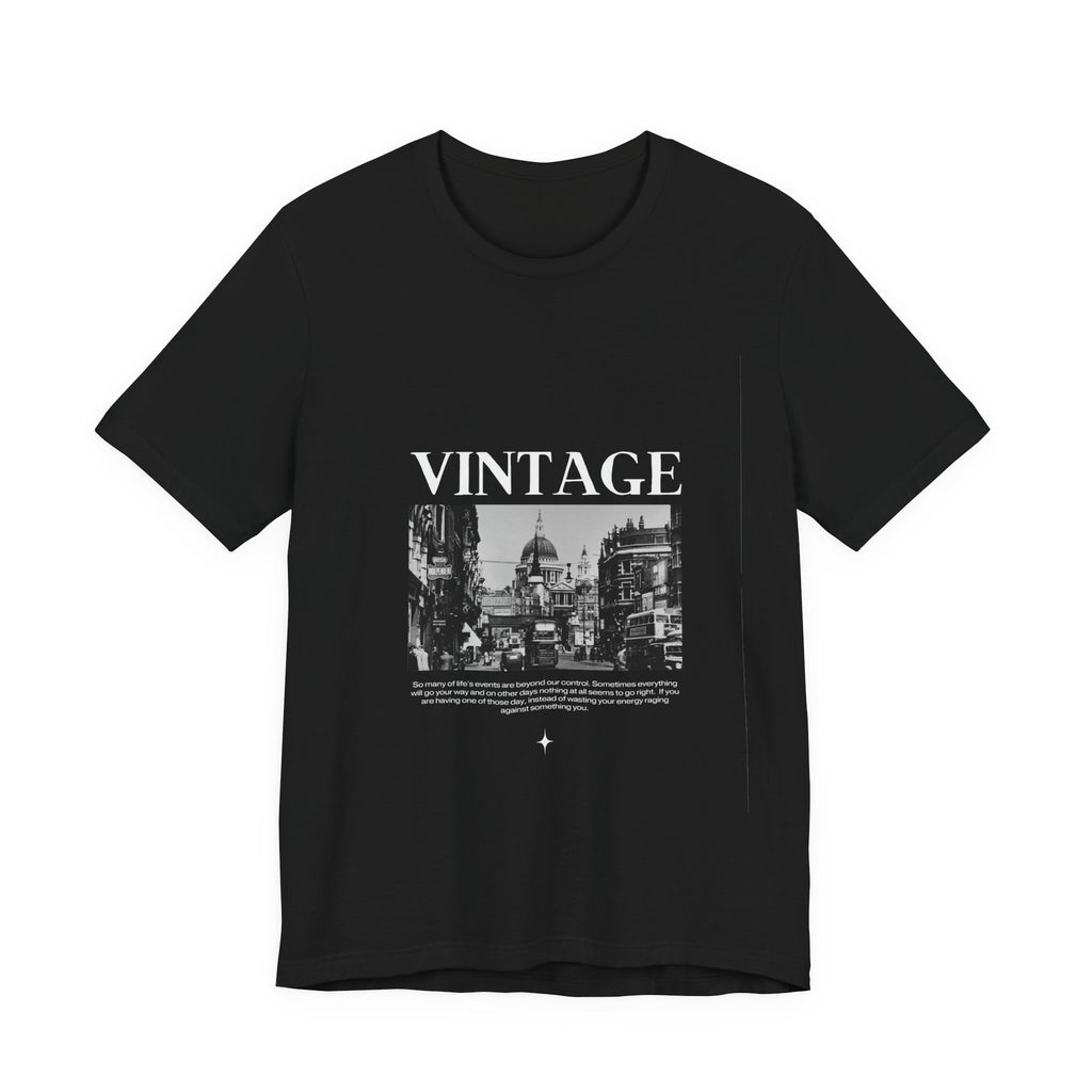 Vintage London Street Photo Graphic Round Neck Unisex T-Shirt