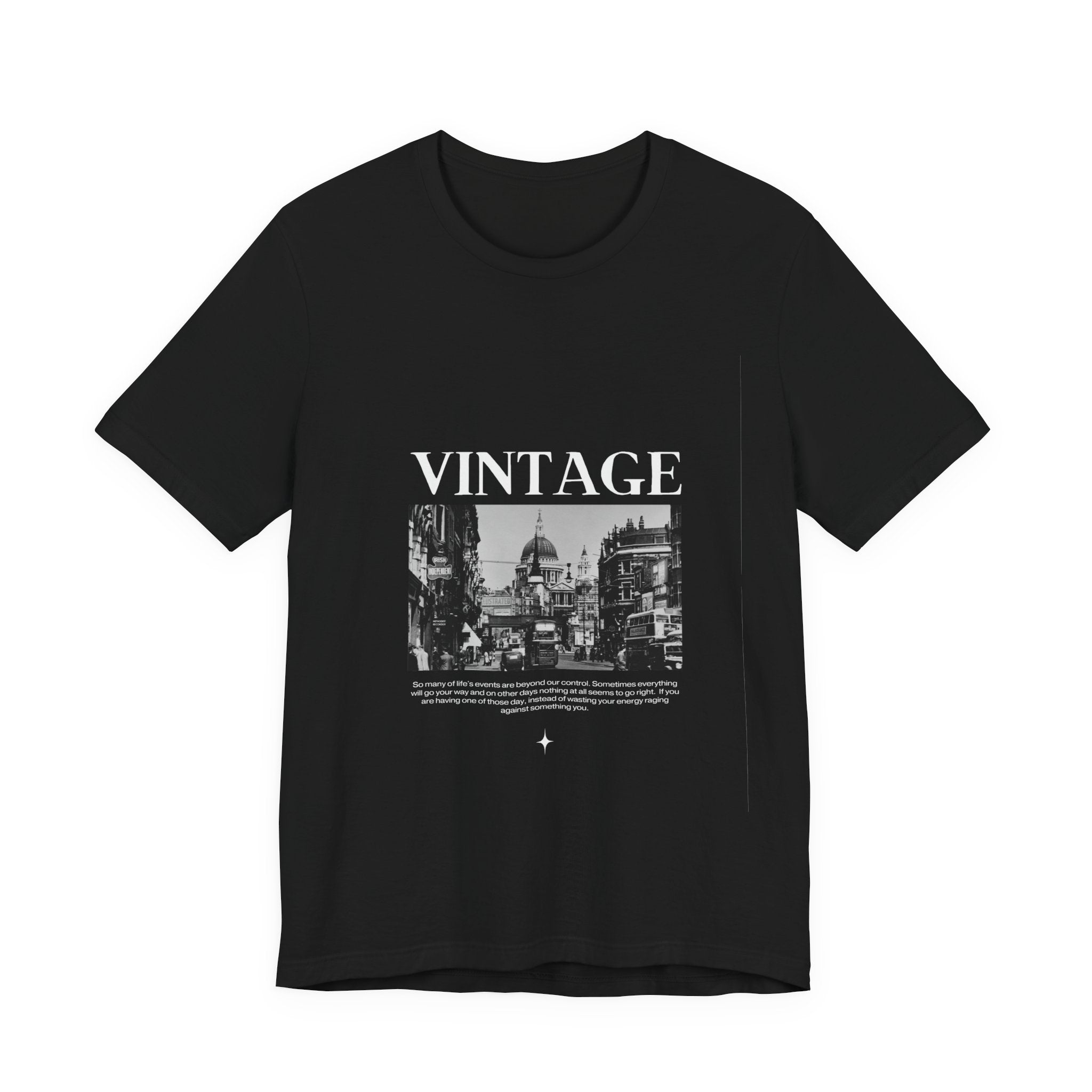 Vintage London Street Photo Graphic Round Neck Unisex T-Shirt