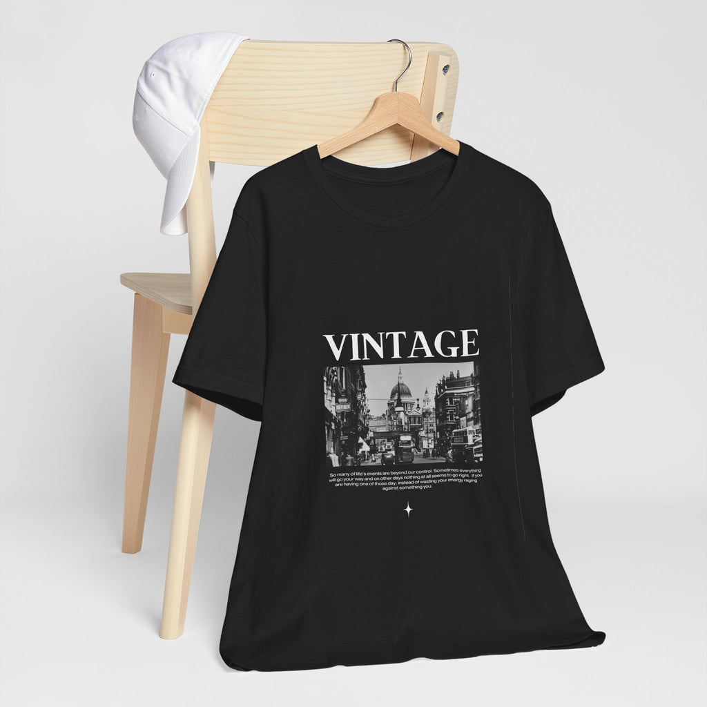 Vintage London Street Photo Graphic Round Neck Unisex T-Shirt