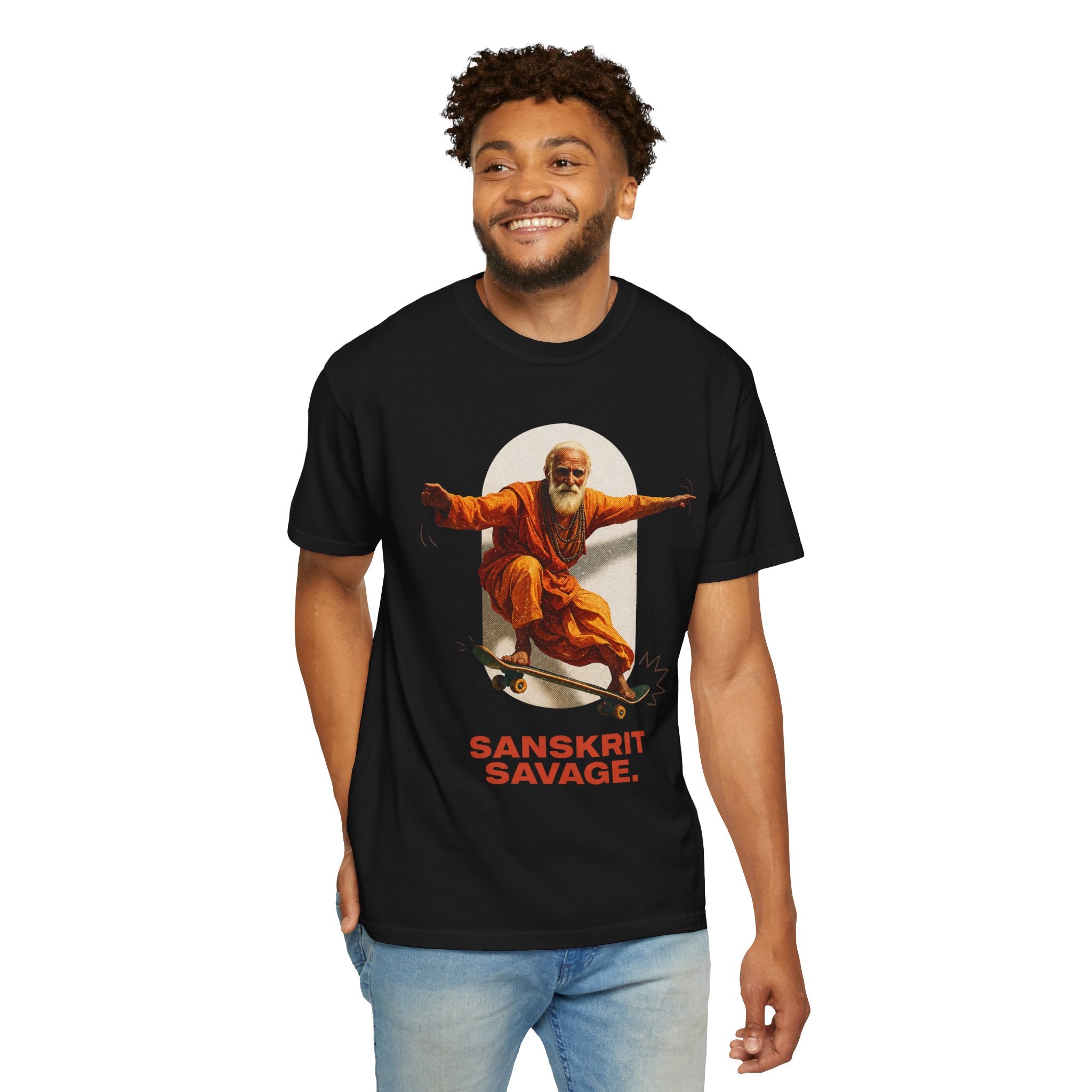 Sanskrit Savage™ Skate Monk Graphic T-Shirt
