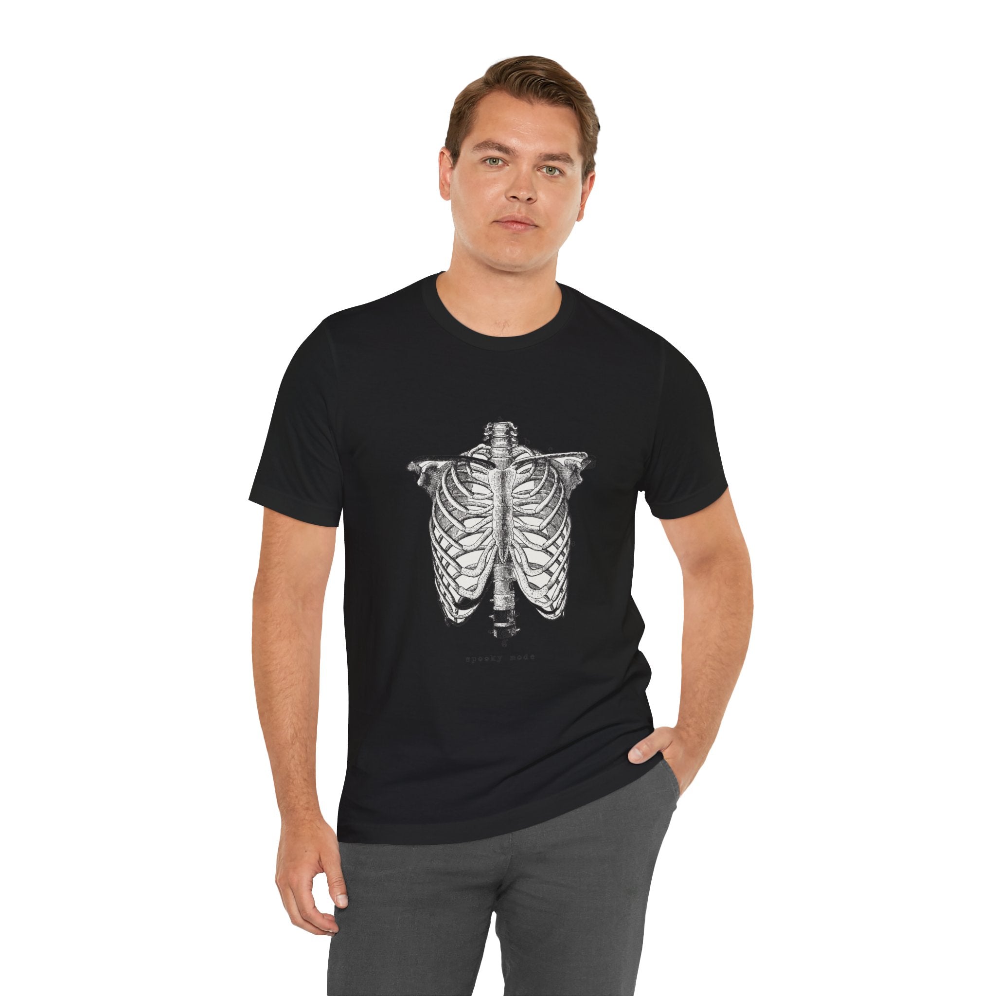 Spooky Mode Skeleton Rib Cage Round Neck Unisex T-Shirt