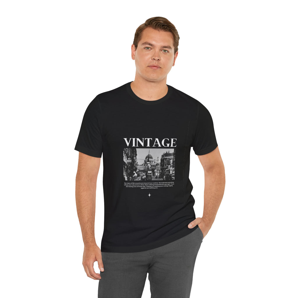 Vintage London Street Photo Graphic Round Neck Unisex T-Shirt
