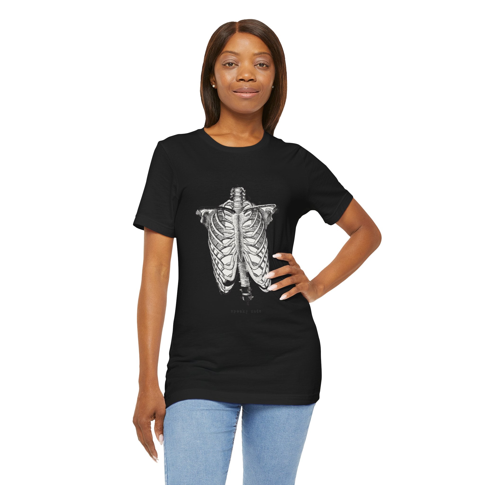 Spooky Mode Skeleton Rib Cage Round Neck Unisex T-Shirt