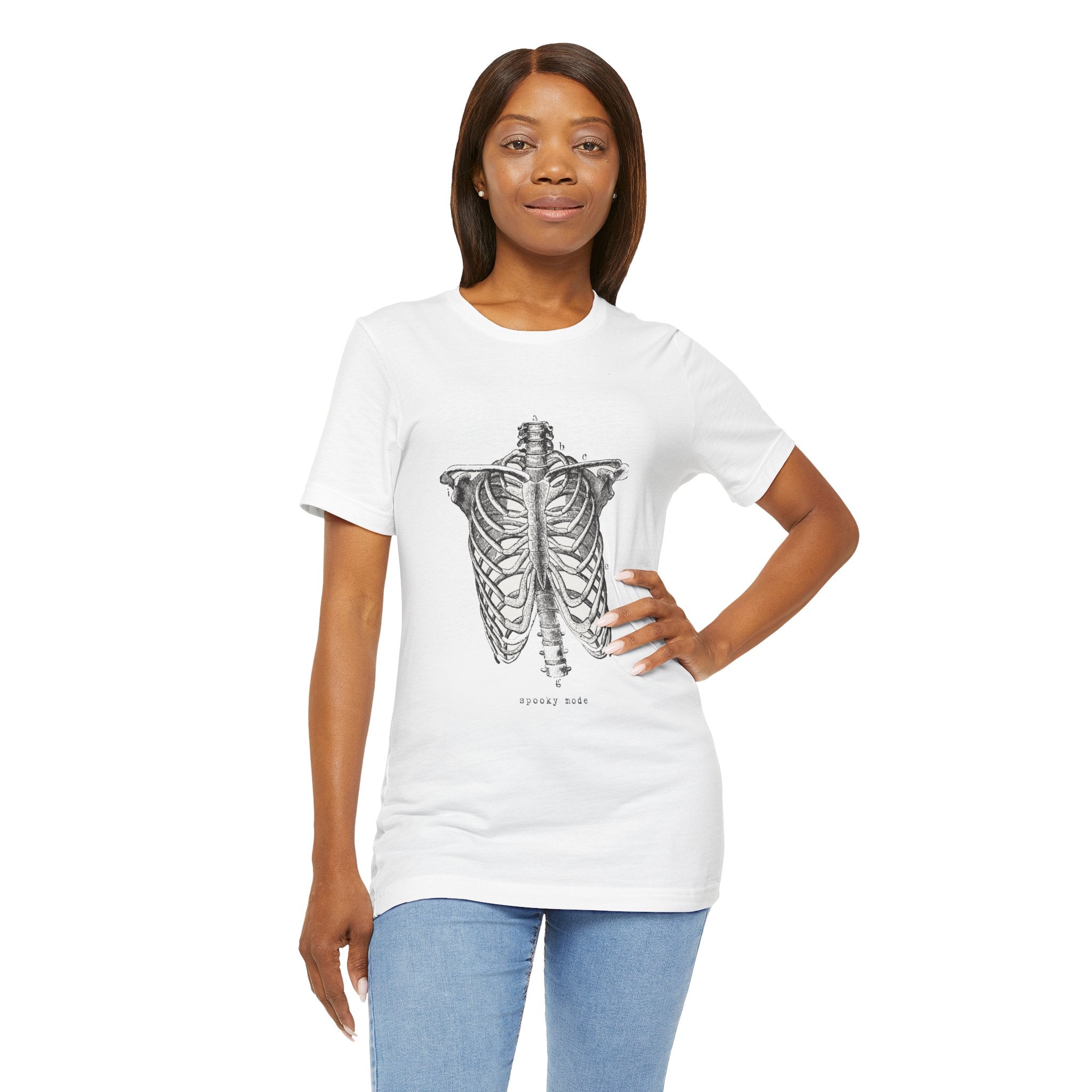 Spooky Mode Skeleton Rib Cage Round Neck Unisex T-Shirt